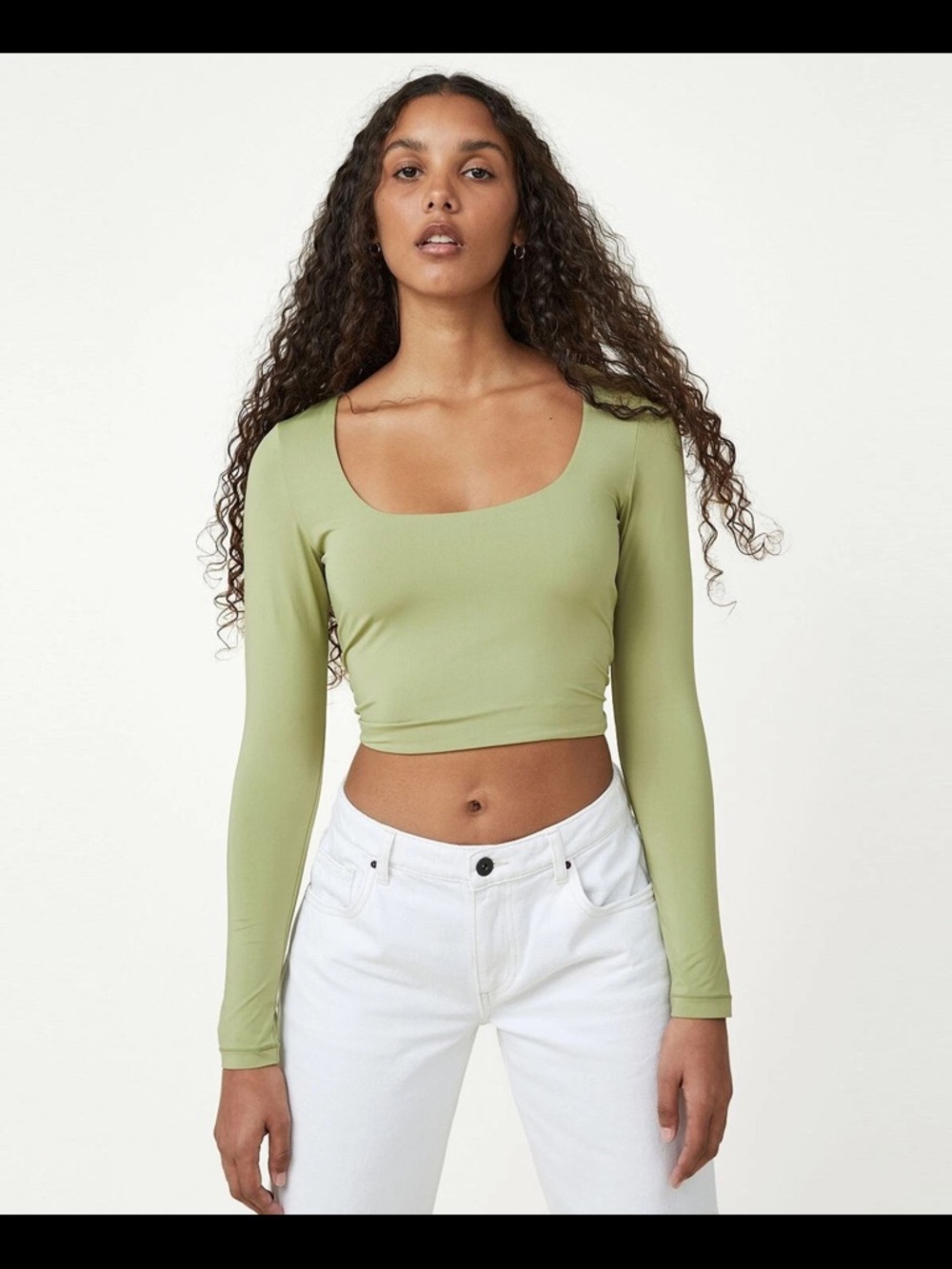 🆕🍓Cotton On Green Square Neck Long Sleeve
